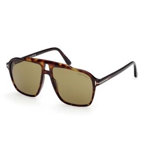 Tom Ford Men’s Tortoiseshell Sunglasses with Brown-Green Lenses